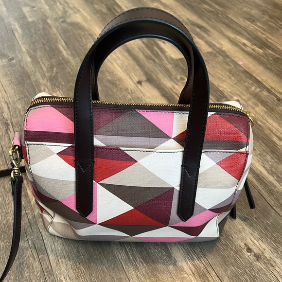 Fossil Geometric Crossbody Bag - Pink, Red, Brown - Picture 5 of 14